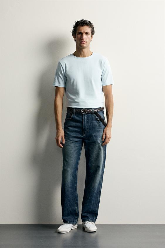 BASIC SLIM FIT T-SHIRT /01 - Light sky blue by Zara - Image 0