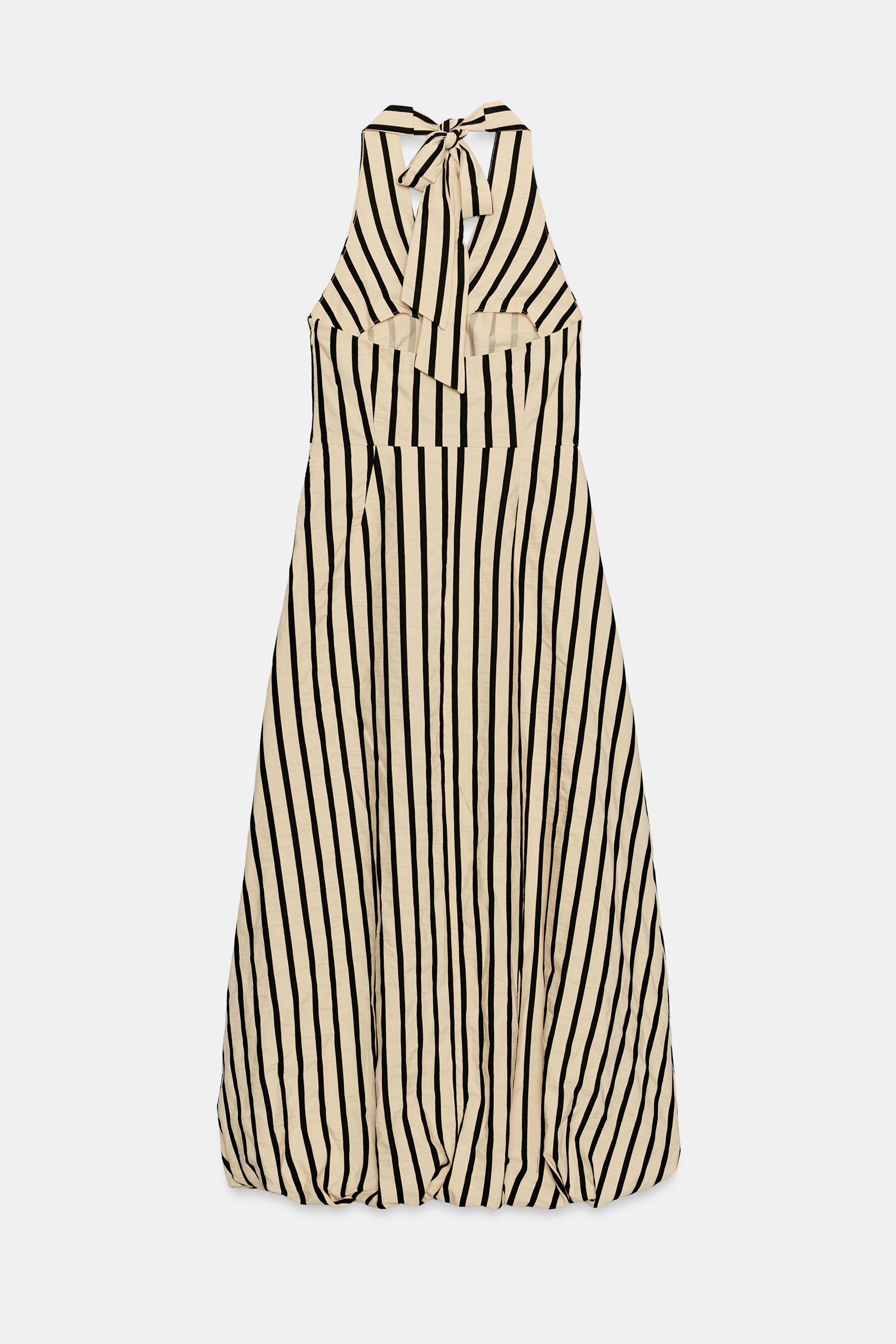 ROBE MI-LONGUE BALLON À RAYURES