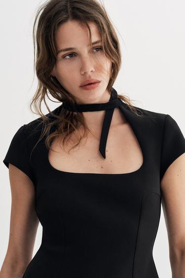 SHORT DRESS WITH BOW DETAIL - Black by Zara - Image 4