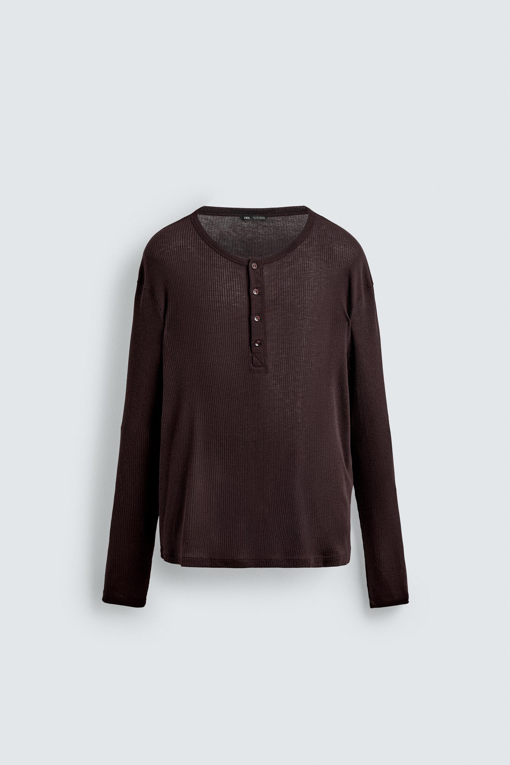 LYOCELL - COTTON BLEND HENLEY T-SHIRT
