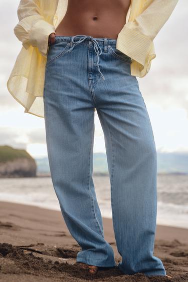 DRAWSTRING FLOWING TRF DENIM TROUSERS - Blue by Zara - Image 0