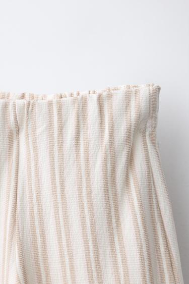 PANTALON CARGO WIDE LEG À RAYURES - Écru de Zara - Image 2