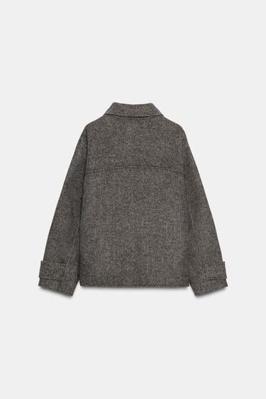MANTEAU COURT À CHEVRONS - Marron clair de Zara - Image 6