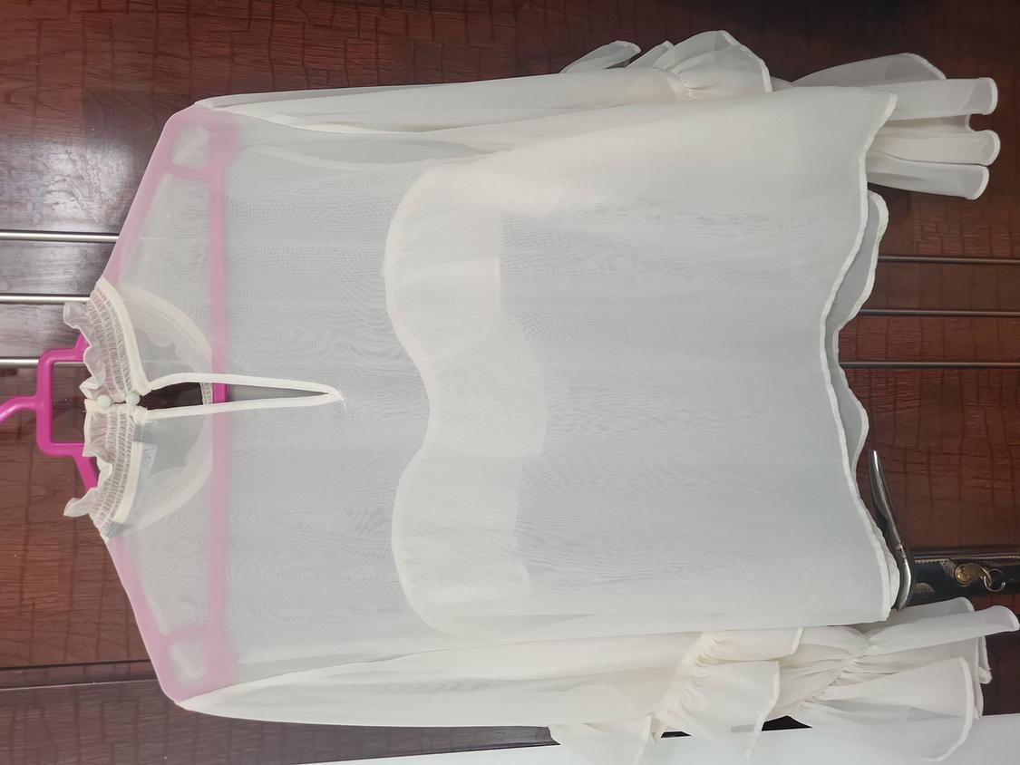 SEMI-SHEER BLOUSE WITH RUFFLE TRIMS - Image 3