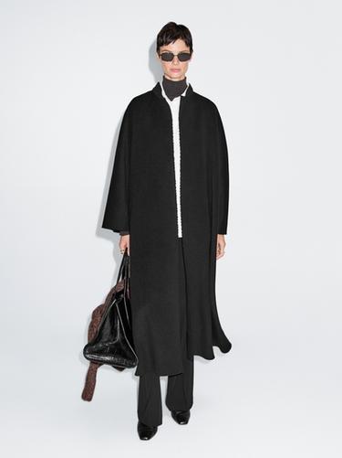 Zara Long coat with stand collar - Black