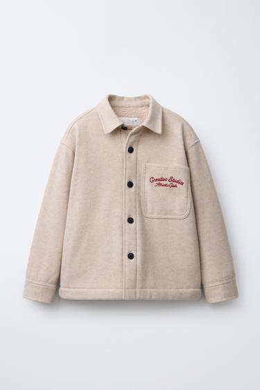 FLANNEL FAUX SHEARLING OVERSHIRT - Ecru by Zara