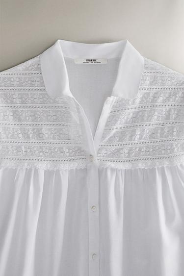 CHEMISE DE NUIT MANCHES LONGUES - Blanc de Zara - Image 1