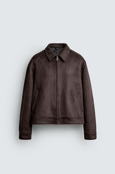 JAQUETA EFEITO SUEDE REGULAR FIT - Chocolate da Zara
