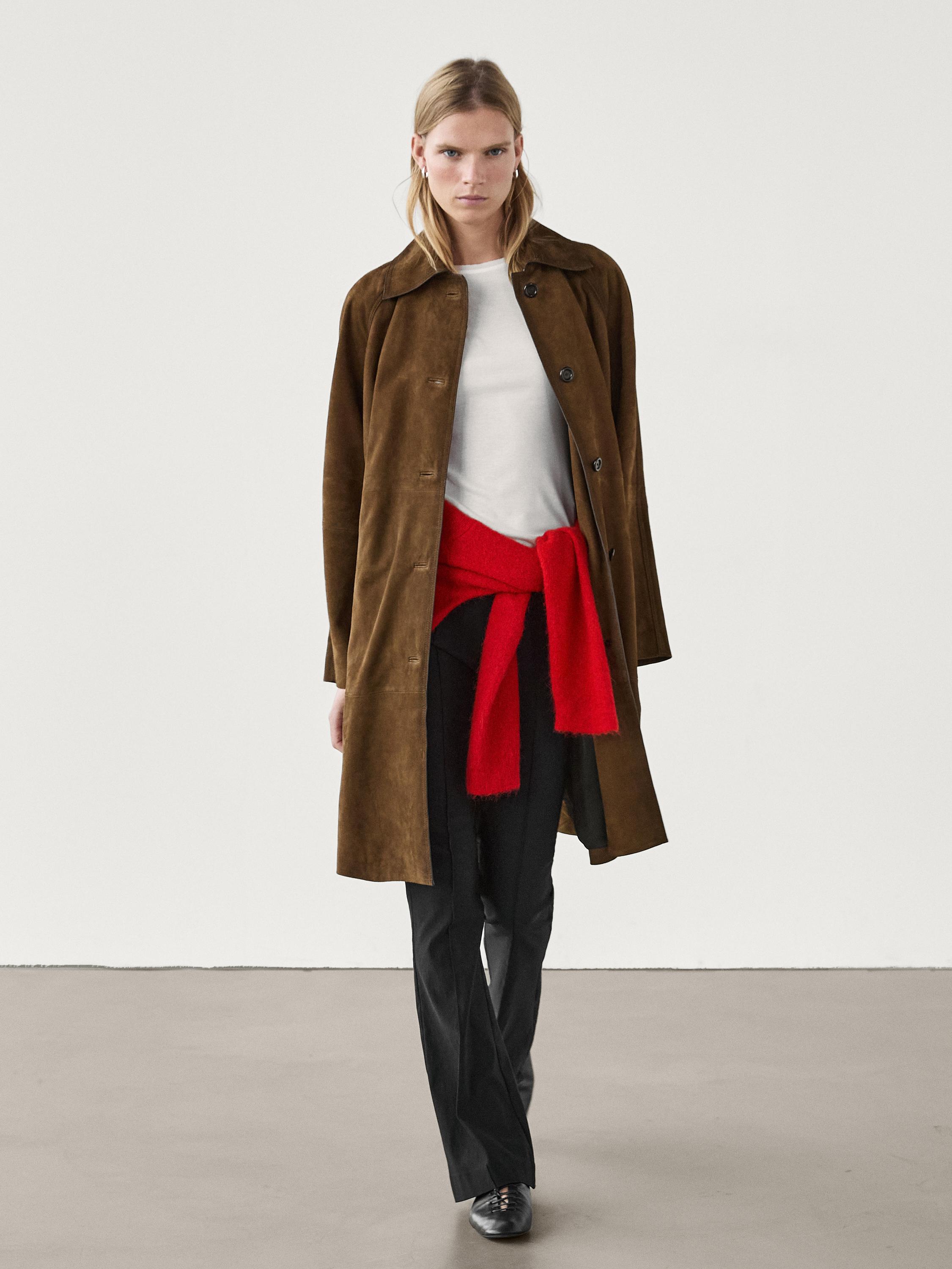 Leather suede coat best sale