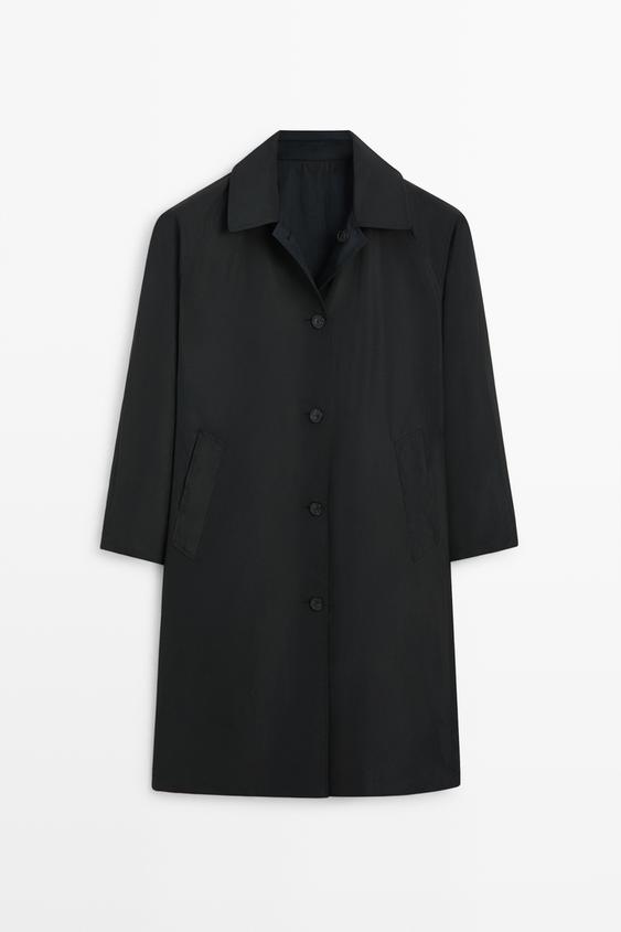 Zara Long reversible technical parka - Dark navy - Image 0
