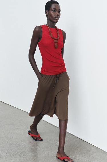DRAPED SLEEVELESS TOP - Red by Zara - Image 1