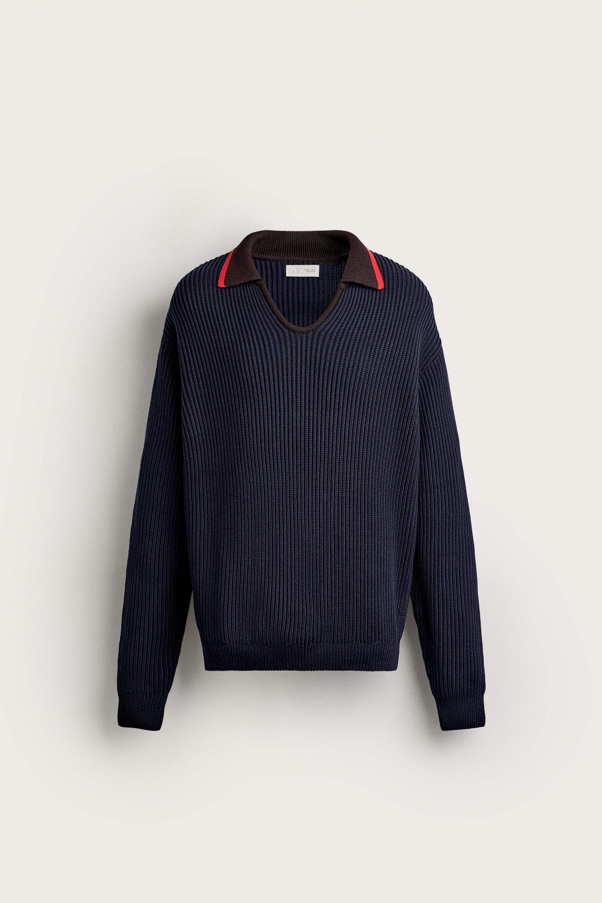 CONTRAST COLLAR KNIT POLO
