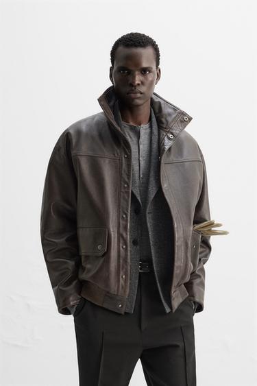 LEATHER JACKET - Brown by Zara