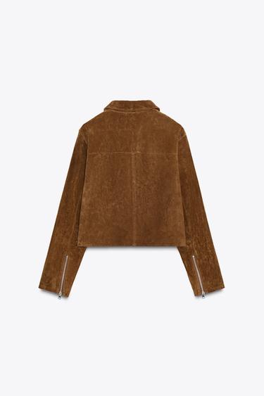 100% LEATHER SHORT JACKET - whisky by Zara - Image 10