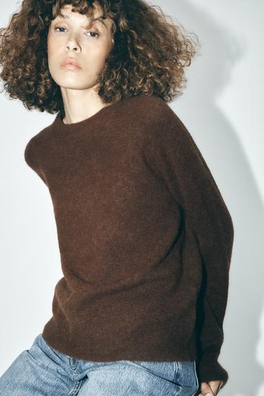Zara BASIC KNIT SWEATER - Brown