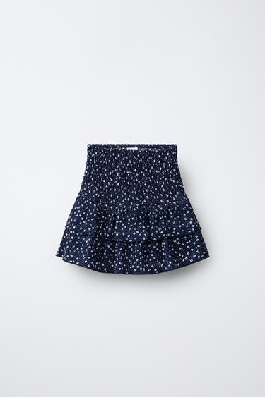 JUPE-SHORT À FLEURS - Bleu de Zara