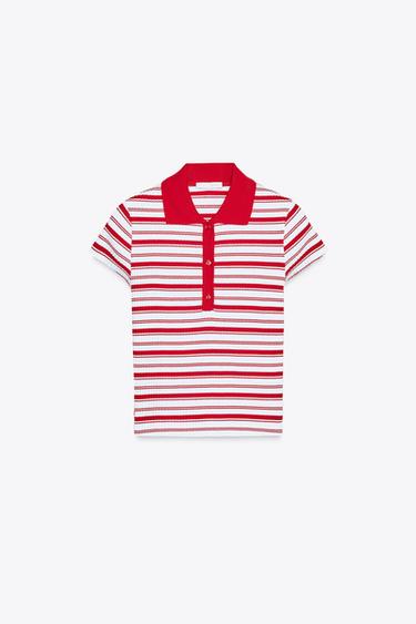POLO CANALÉ RAYAS - Blanco / Rojo de Zara