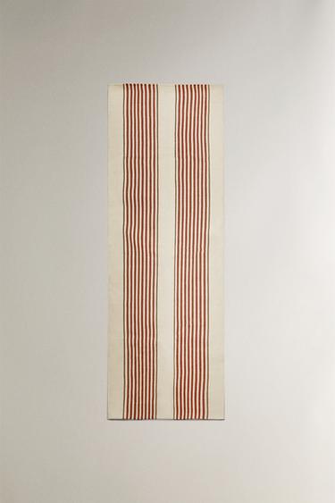 STRIPED COTTON AND JUTE RUG - Red by Zara - Image 3