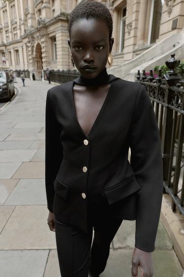 SHORT BLAZER WITH SHOULDER PADS - Black by Zara - Image 2