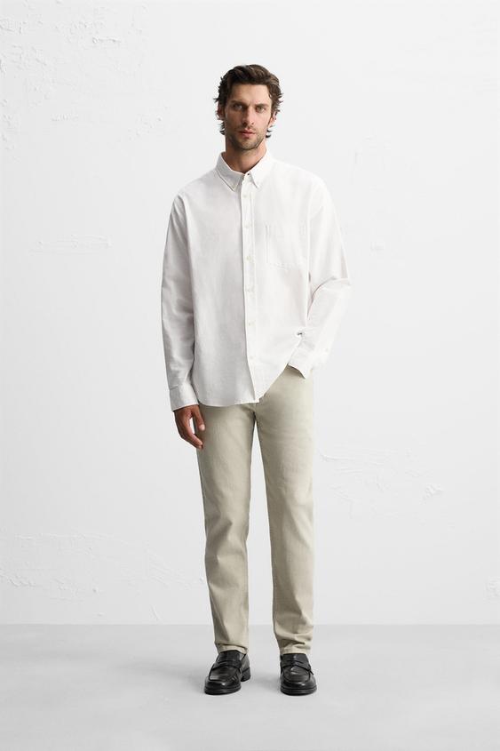 SLIM FIT JEANS Beige ZARA Saudi Arabia