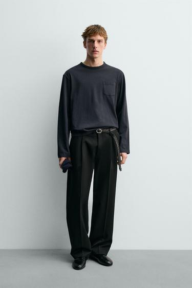 LONG SLEEVE POCKET T-SHIRT AARON LEVINE X ZARA - Navy blue by Zara