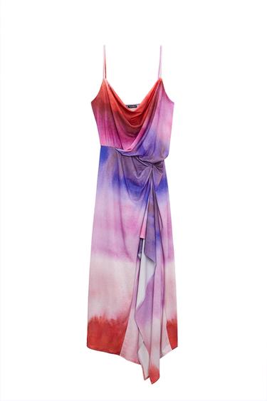 PRINTED DRAPED DRESS