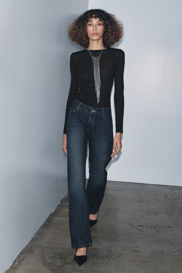ZW COLLECTION LOW-RISE STRAIGHT JEANS - Blue by Zara