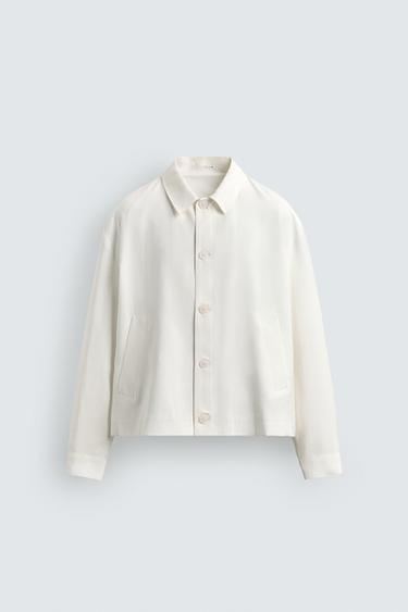 FLUID BOXY FIT OVERSHIRT - Oyster-white by Zara