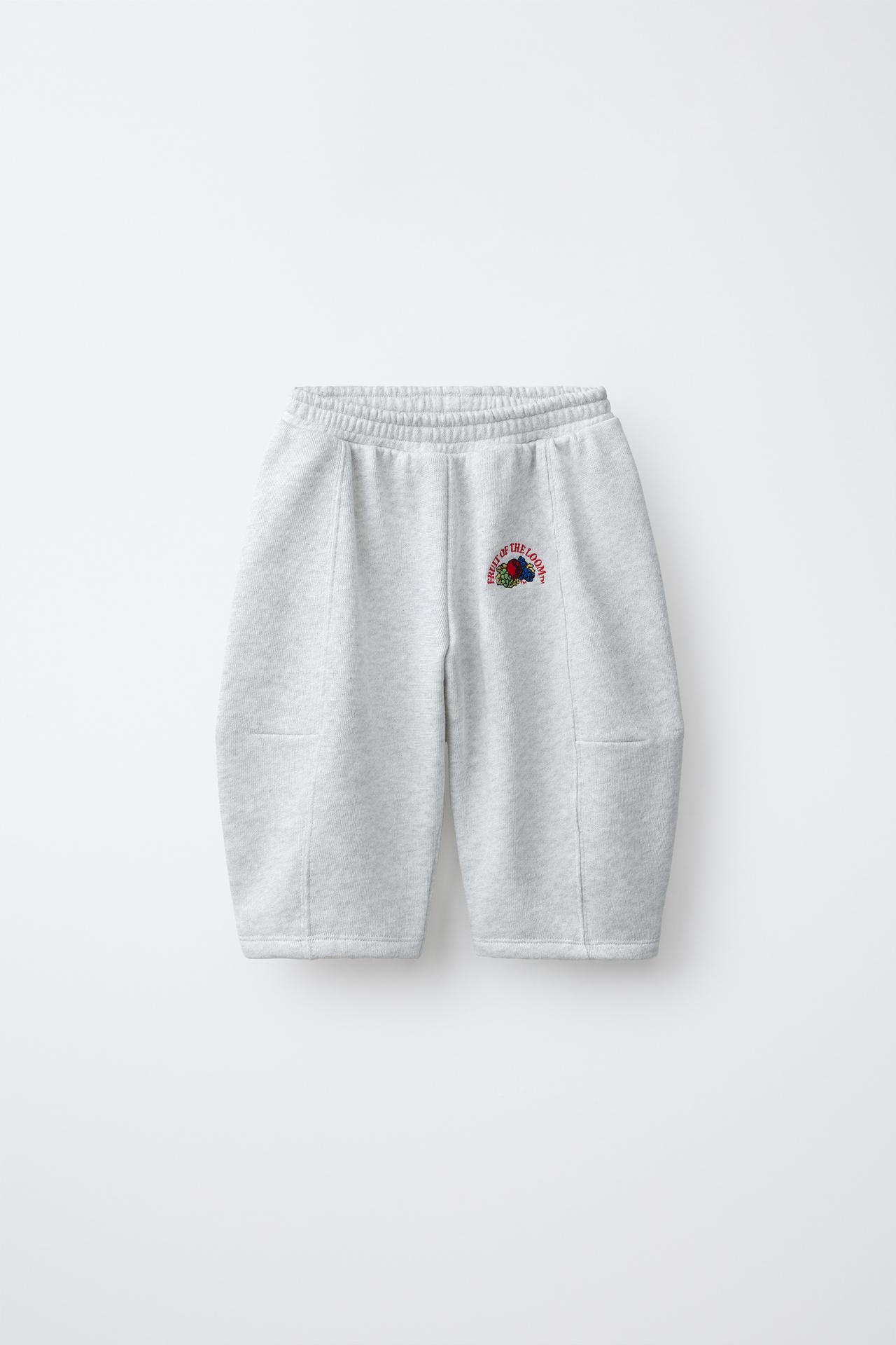 FRUIT OF THE LOOM™ EMBROIDERED BALLOON PANTS — Light gray