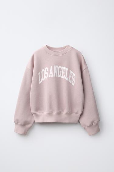 SWEAT À IMPRIMÉ VARSITY - Rose de Zara