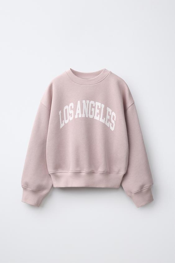 Zara VARSITY PRINT SWEATSHIRT - Pink - Image 0