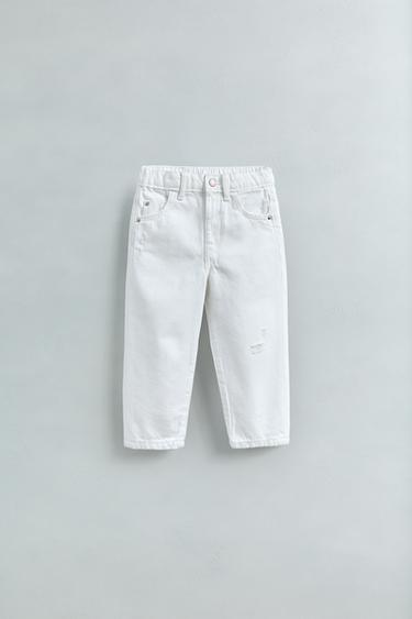 JEANS MOM FIT DÉCHIRÉ - Blanc de Zara - Image 4