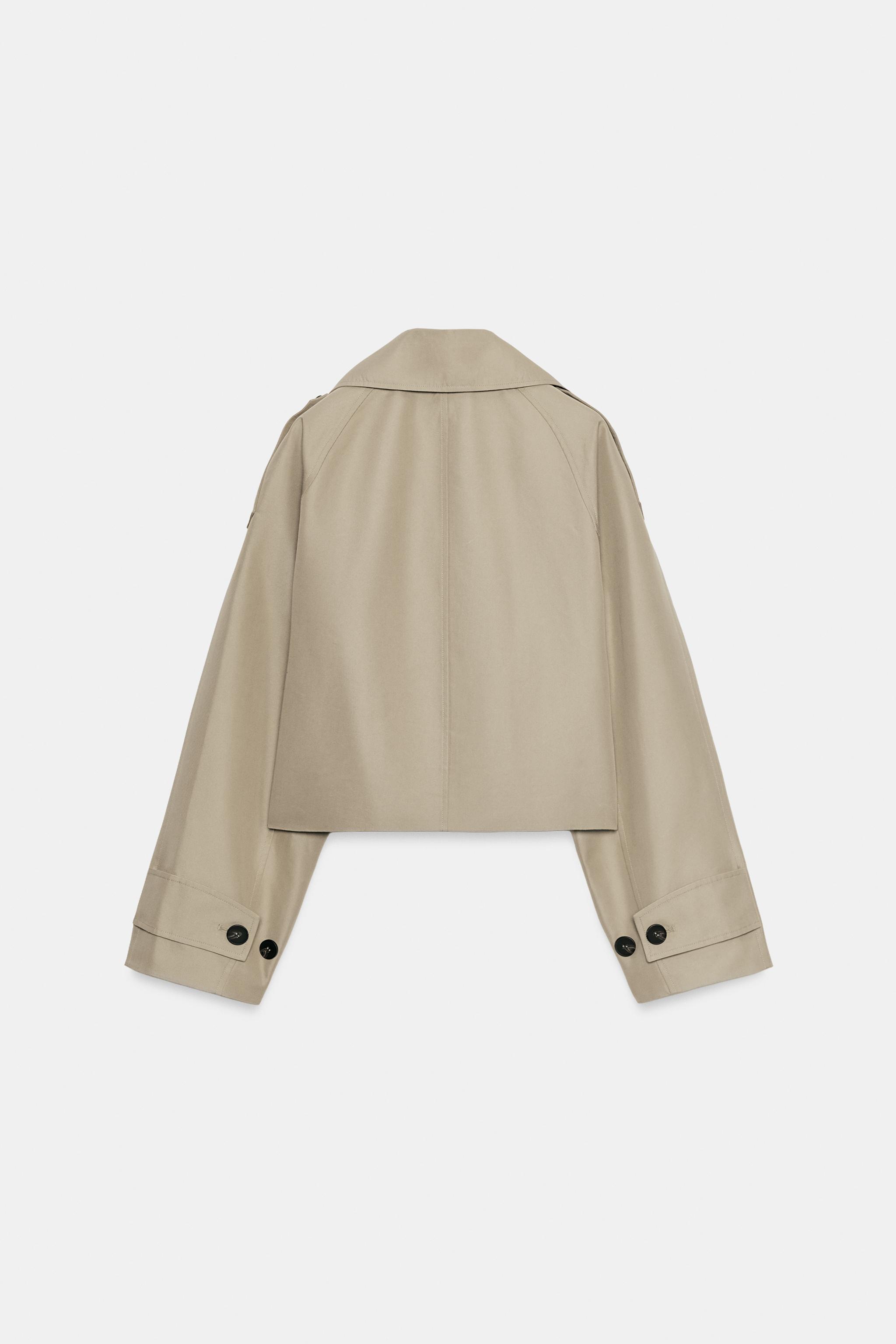 Женские куртки Zara SHORT DOUBLE-BREASTED TRENCH JACKET — фото 8