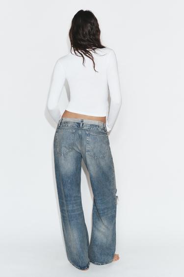 TRF FOLDED WAIST MID-RISE JEANS - Blue by Zara - Image 5