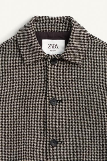 LIMITED EDITION HOUNDSTOOTH WOOL BLEND COAT - Ecru / Black by Zara - Image 7
