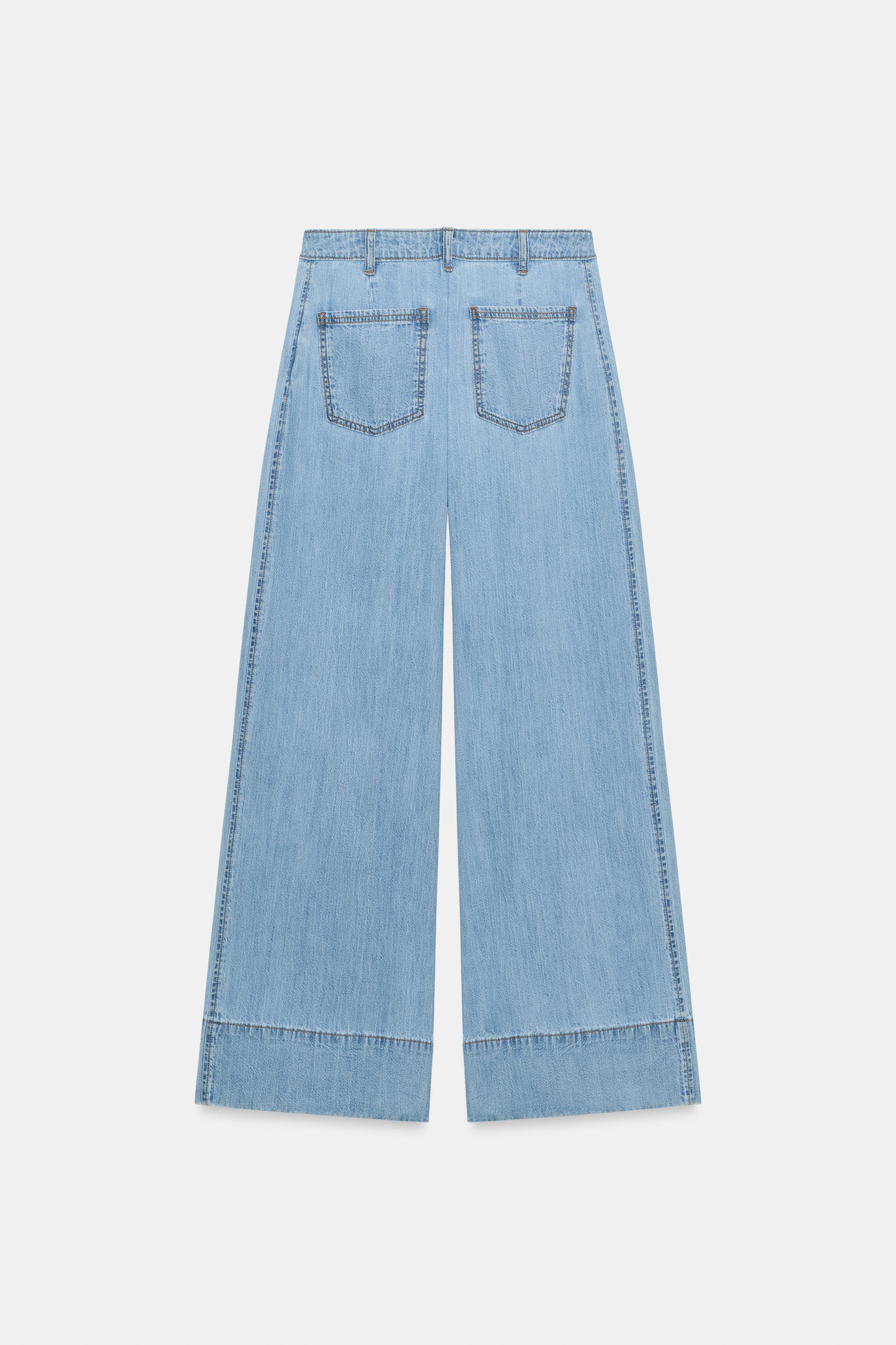 Zara Z1975 Geniş Paça Yüksek Bel Pensli Jean görsel 7