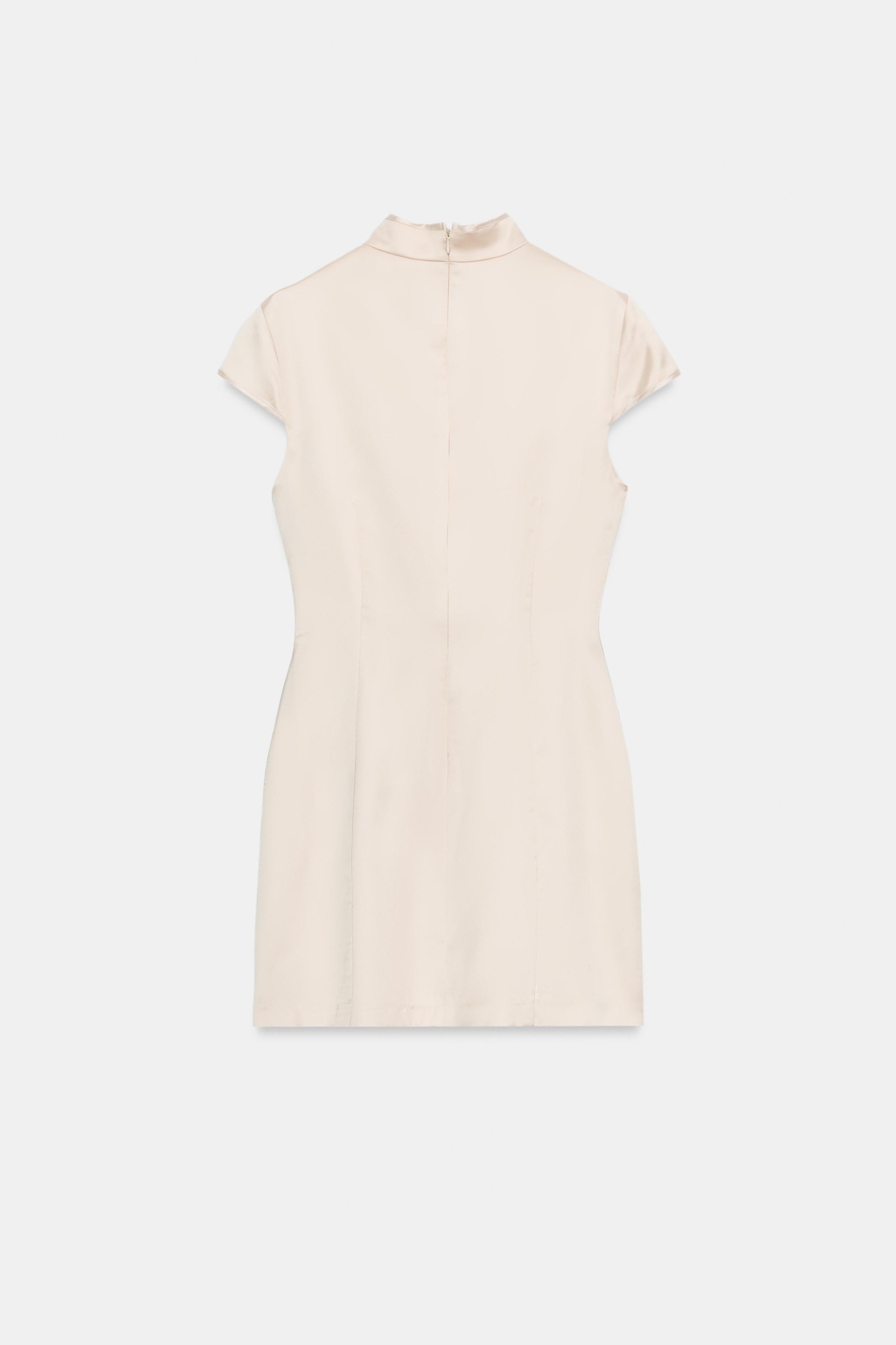 SATIN EFFECT MINI DRESS WITH SLIT