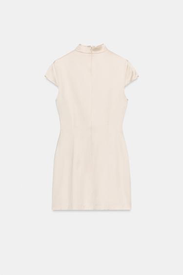 SATIN MINI DRESS WITH VENT - Bone by Zara - Image 2