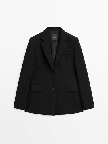 Americana tejido crepé dos botones - Negro de Zara