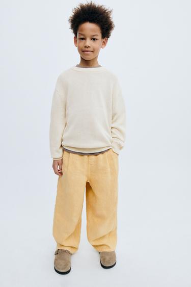 Zara STORIESZ - 100% LINEN ELASTIC WAIST PANTS - Butter