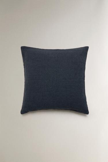 WASHED LINEN CUSHION COVER (400 GSM) - Blue by Zara