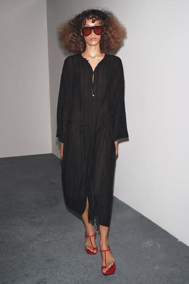 MIDI DRESS WITH TOGGLES ZW COLLECTION - Black by Zara
