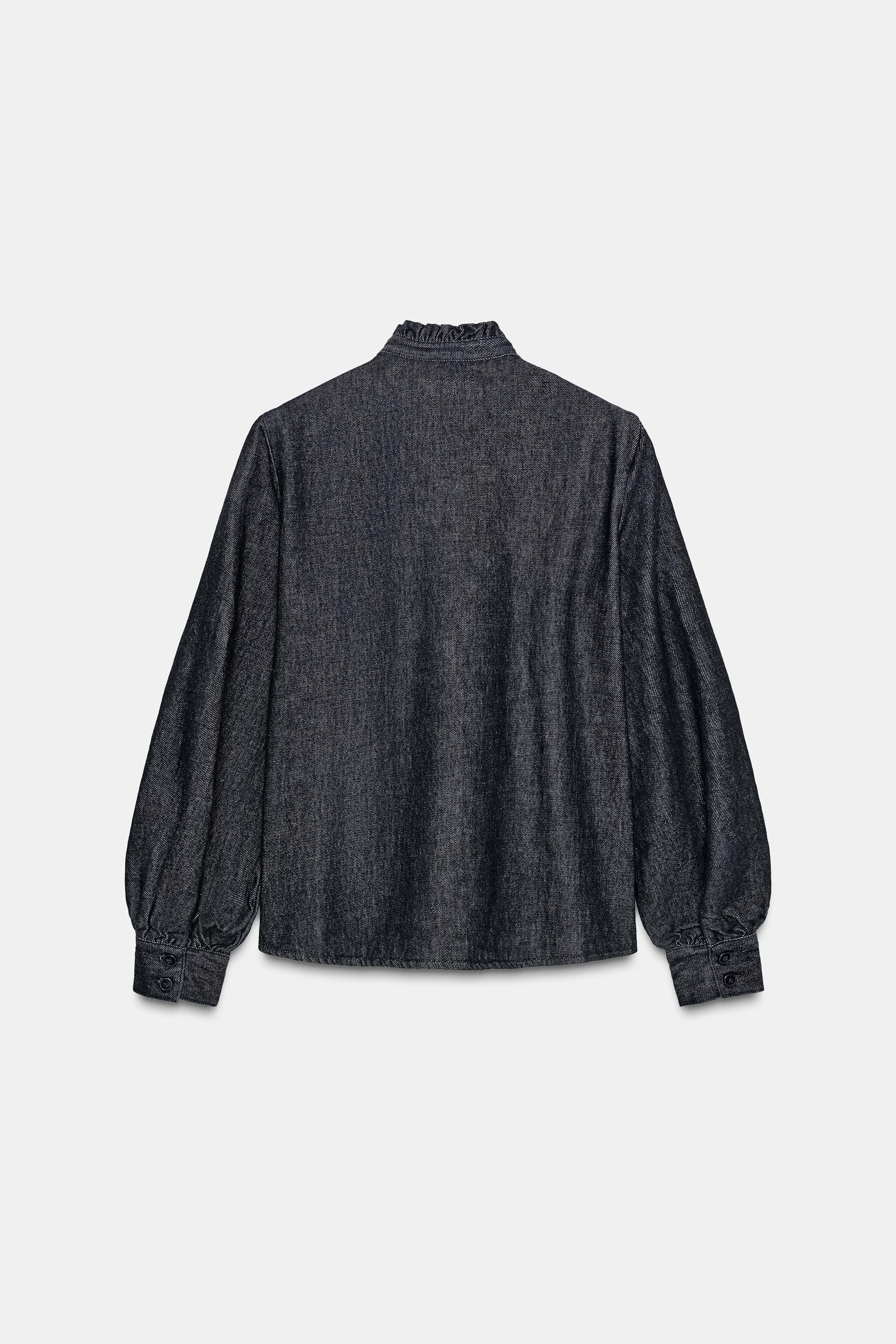 ZW COLLECTION DENIM TIE SHIRT - Blue | ZARA Canada