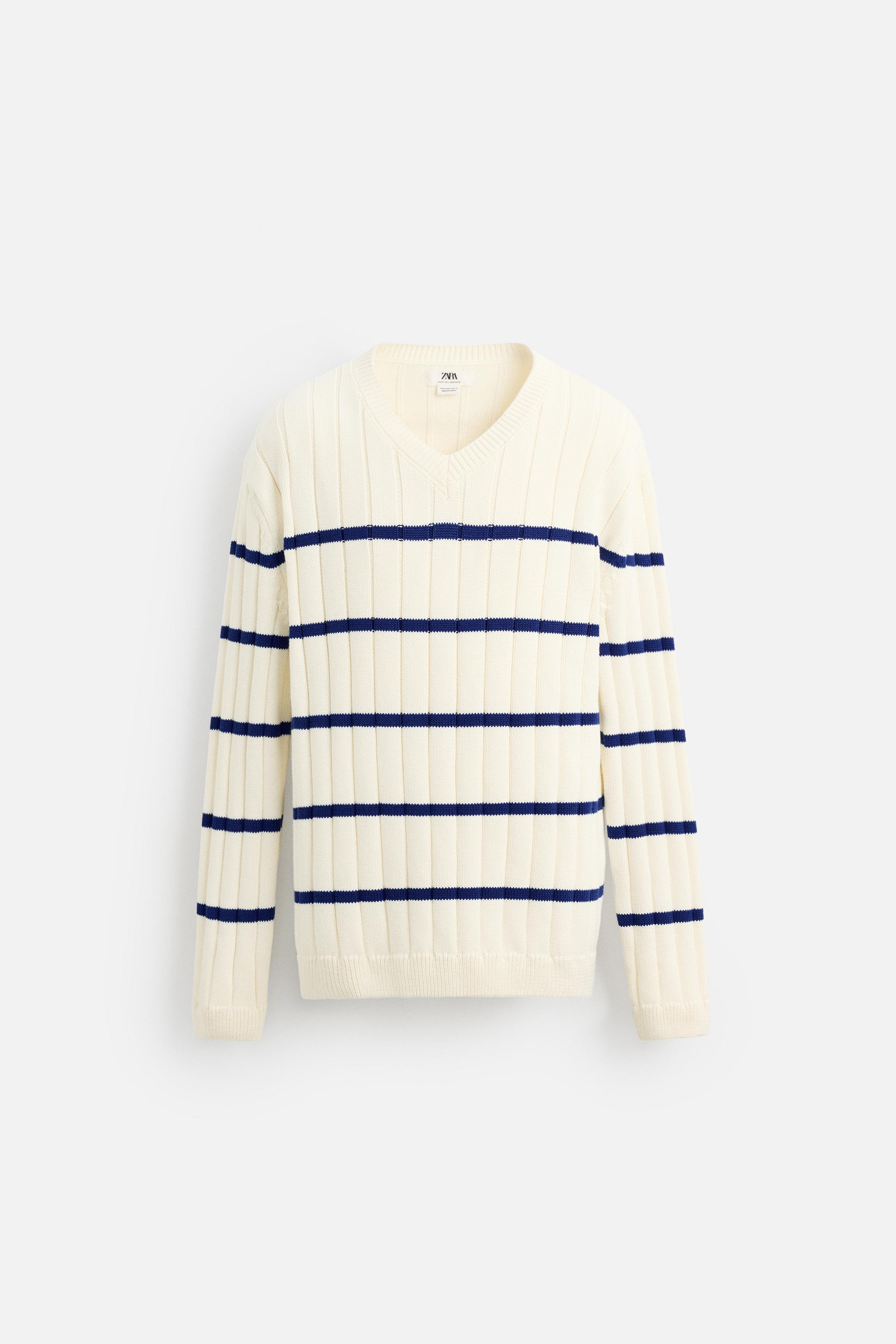 ★ZARA★ STRIPED JACQUARD SWEATER STRIPED JACQUARD SWEATER - Navy blue | ZARA United States