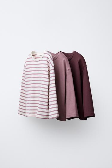 حزمة ثلاث تيشرتات مطبعة - خبازي-متسخ الخاص بـ Zara