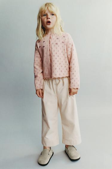 BAGGY TROUSERS WITH CROCHET DETAIL - Light beige by Zara