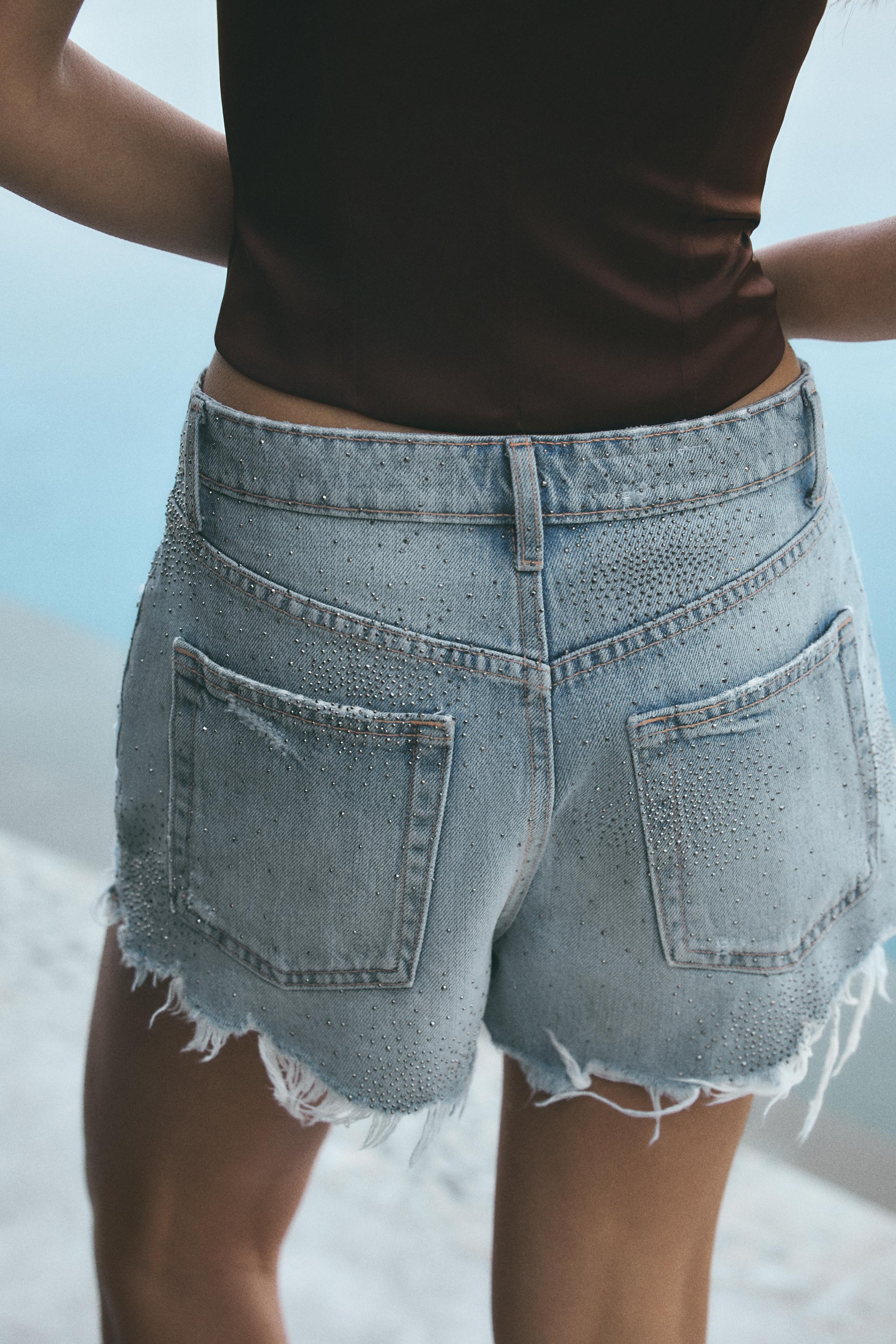 TRF ハイウエストカーブデニムショートパンツ - ブルー | ZARA Japan