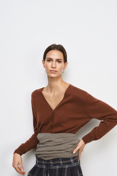 100% EXTRA-SOFT WOOL CARDIGAN - Brown by Zara - Image 1