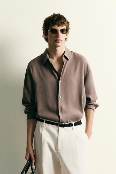 RELAXED FIT FLOWING SHIRT - Taupe grey by Zara