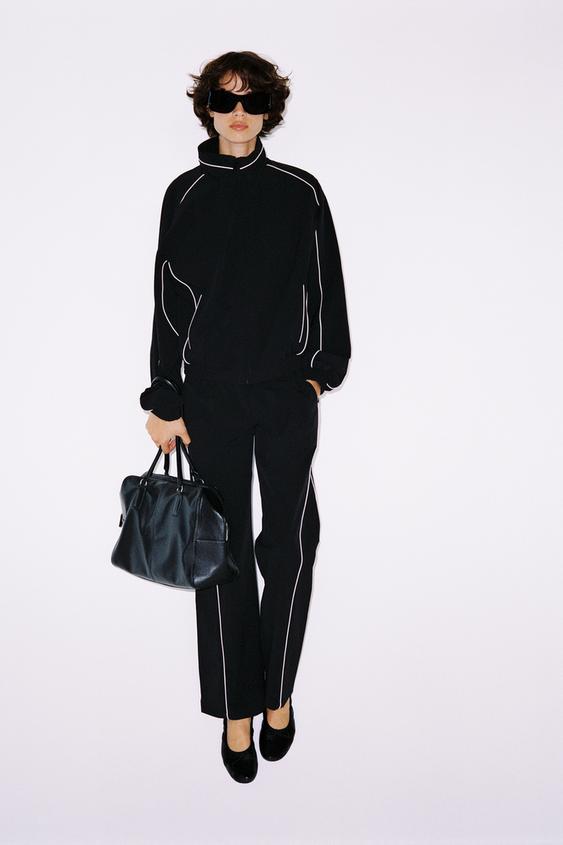 جاكيت تقني بشراشيب مباينة - أسود الخاص بـ Zara - صورة 0